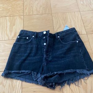 Zara black jean shorts. Size USA 10. Button up.